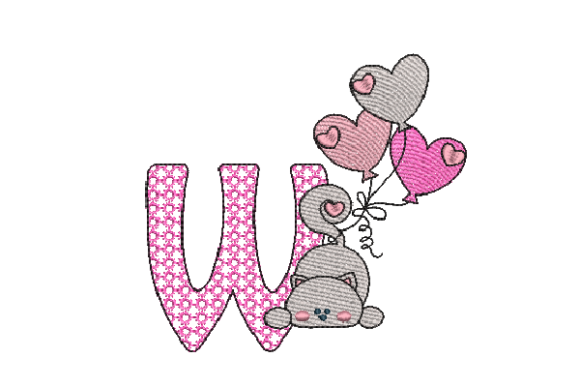 Letter W Cat Sketch Review for Embroidery Projects
